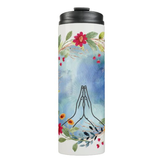 Gebet Hände Aquarell Thermosbecher (Vorderseite)