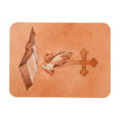 Gebet Hände mit Kreuz und Bibel Magnet (Horizontal)