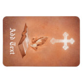 Gebet Hände mit Kreuz und Bibel Magnet (Horizontal)