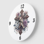 Gebet Hände mit Rosery, Kreuz, Rose Große Wanduhr (Winkel)