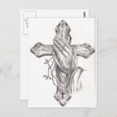 Gebet Hände und Kreuz Postkarte (Vorne/Hinten)