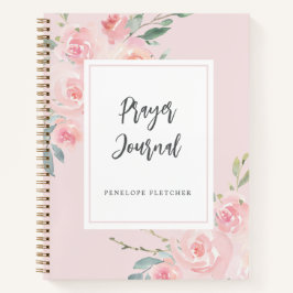 Gebet Journal Aquarell Blumengestein Rosa Notizblock