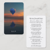 Gebet kardiert den deluxen | Heißluft-Ballon Visitenkarte (Vorne/Hinten)