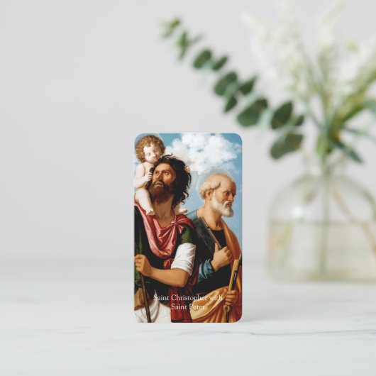 Gebet kardiert | Heiliger Christophorus u. Peter Visitenkarte (Stehend Vorderseite)