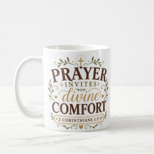 Gebet lädt göttlichen Trost ein Christlicher Spruc Kaffeetasse