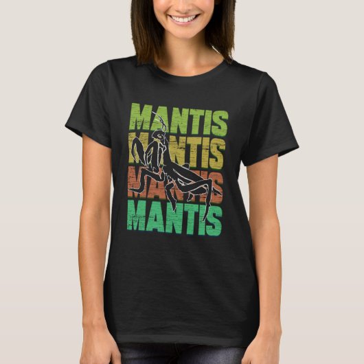 Gebet Mantis Retro Word Insekten Fanggerät T-Shirt (Vorderseite)