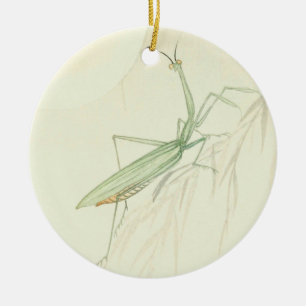 Gebet Mantis und Vollmond von Ohara Koson Keramik Ornament
