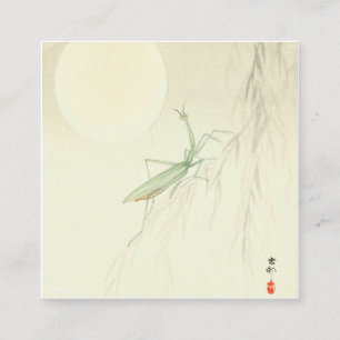 Gebet Mantis und Vollmond von Ohara Koson Quadratische Visitenkarte