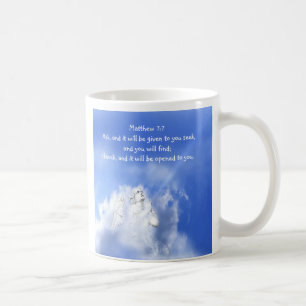 Gebet. Matthew 7:7 Scripture Verse mit Angel Sky Kaffeetasse