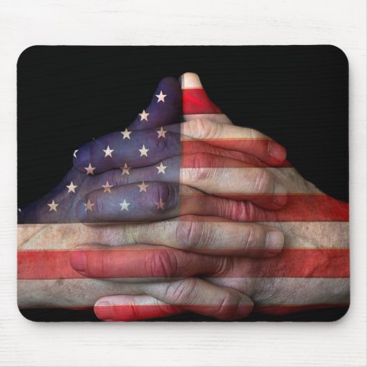 Gebet mit amerikanischer Flagge Mousepad (Vorne)