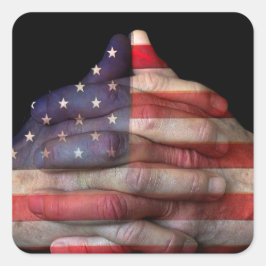 Gebet mit amerikanischer Flagge Quadratischer Aufkleber