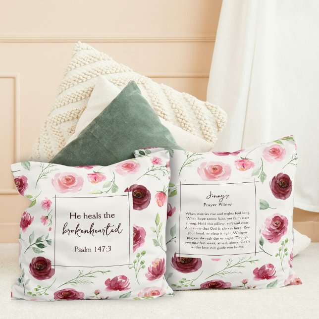 Gebet Pillow Psalm 147:3 Keepake Glaubensgeschenk  Kissen (Thoughtful Christian sympathy gift, encouragement gift, get well soon gift, or religious home decor.)