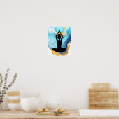 Gebet Pose Yoga Frau Blue Gold chaotischen Bube Bl Poster (Küche)