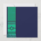 Gebet Shawl Blue und Green Bar Mitzvah Einladung (Rückseite)
