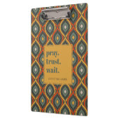 Gebet Trust Wait Retro Ikat Green Gold Klemmbrett (Links)