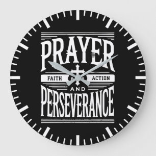 Gebet und Beharrlichkeit - Glaube, Hustel, Erfolg Große Wanduhr