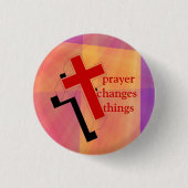 Gebet verändert Dinge auf Buntglas Button (Vorderseite)