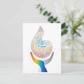 Gebet-Word-Cloud - Flamme mit den Händen Postkarte (Stehend Vorderseite)