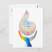 Gebet-Word-Cloud - Flamme mit den Händen Postkarte (Vorne/Hinten)