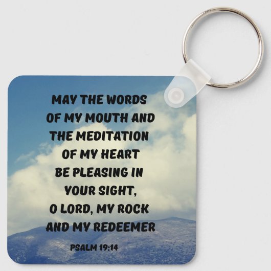 Gebet zu Alway Bitte Gott Psalm 19:14 Bibel Verse Schlüsselanhänger (Rückseite)