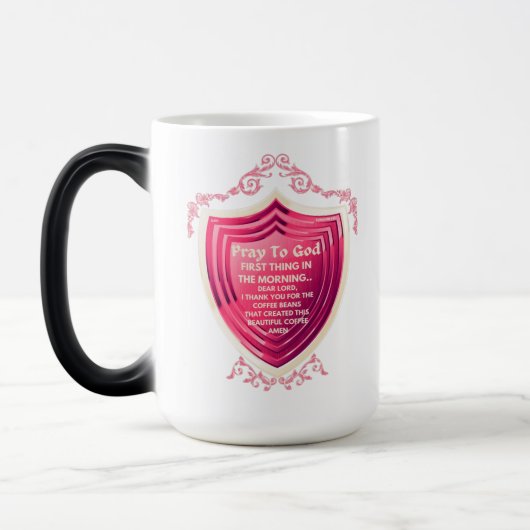 Gebet zu Gott Candy Apple Pink Design Morph Tasse (Links)
