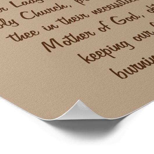 Gebet zu unserer Mutter von Guadalupe Poster (Ecke)