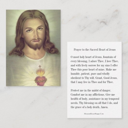 Gebet zum Heiligen Herz Jesu Heilige Karte (Vorne/Hinten)