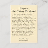 Gebete an unsere Lady des Monte Carmel Visitenkarte (Rückseite)