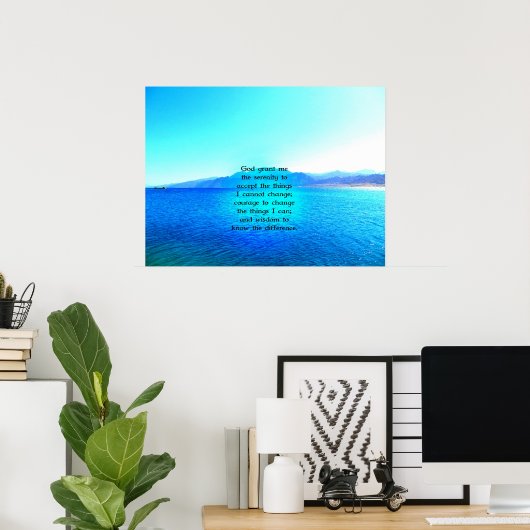 Gebete der Stille mit blauem Meer und Phantastisch Poster (Heimbüro)