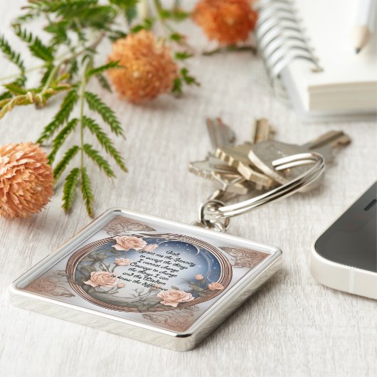 Gebete der Stille mit Blume und Rahmen Schlüsselanhänger (Seite)