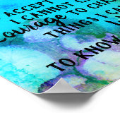 Gebete der Stille zitieren türkisfarbenes Aquarell Poster (Ecke)