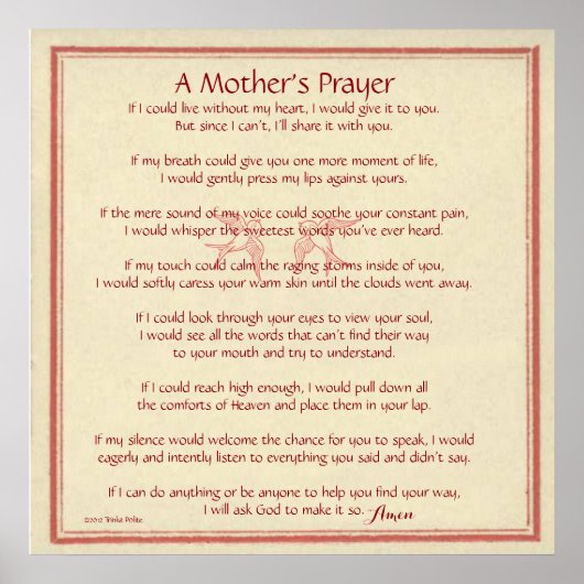 Gebete einer Mutter ©2012 von Trinka Polite (Poste Poster (Vorne)