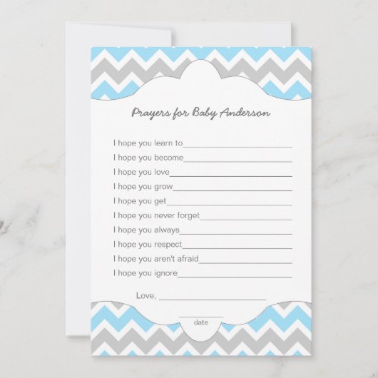 Gebete für Baby, BOY Baby Dusche Wünsche Spielkart (Vorderseite)