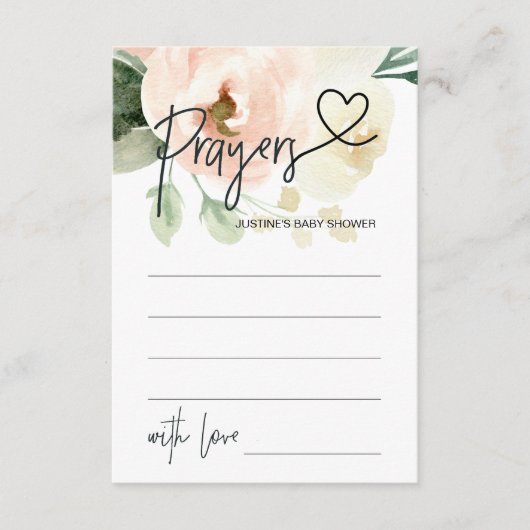 Gebete für Baby Neutral Baby Shower Game Card Begleitkarte (Vorderseite)