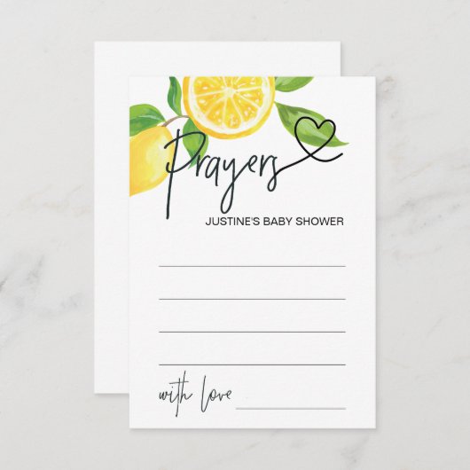 Gebete für Babydusche Wunschkarte Sommerlemonen Begleitkarte (Vorne/Hinten)