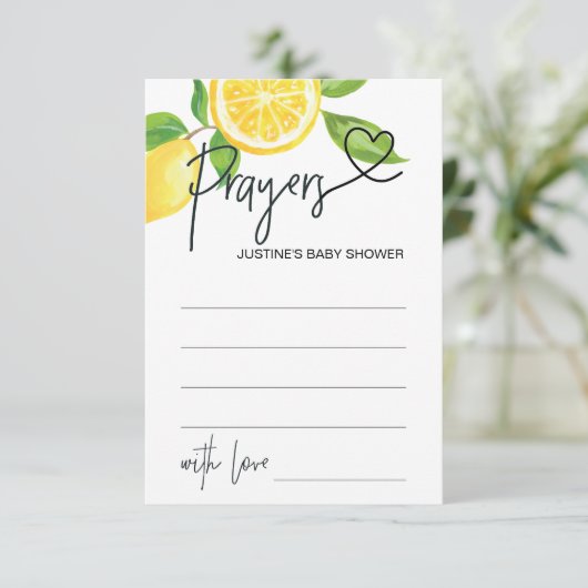 Gebete für Babydusche Wunschkarte Sommerlemonen Begleitkarte (Stehend Vorderseite)