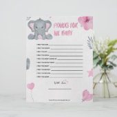 Gebete für das Baby [Baby Elephant [rosa] Briefbogen (Stehend Vorderseite)