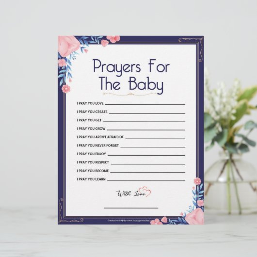 Gebete für das Baby [Blumenrahmen] Briefbogen (Stehend Vorderseite)