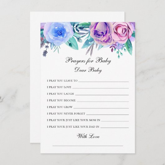 Gebete für das Baby. Blumenwünsche. Rose Blume bet Begleitkarte (Vorne/Hinten)