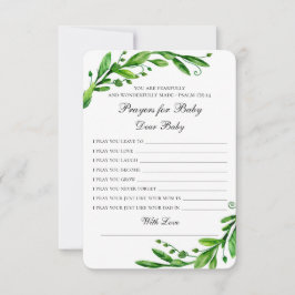 Gebete für das Baby. Grüne botanische Wünsche. Grü Hinweiskarte