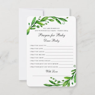 Gebete für das Baby. Grüne botanische Wünsche. Grü Hinweiskarte