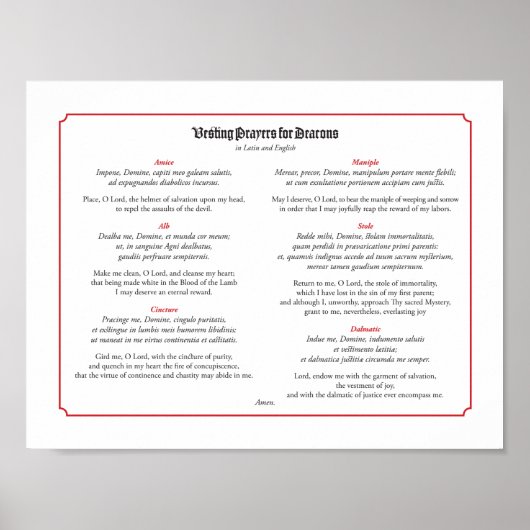 Gebete für Deacs in lateinischer und englischer Sp Poster (Vorne)