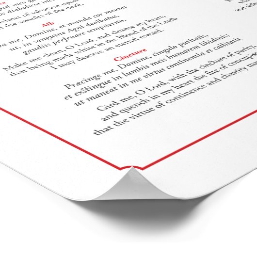 Gebete für Priester in Lateinisch und Englisch Poster (Ecke)