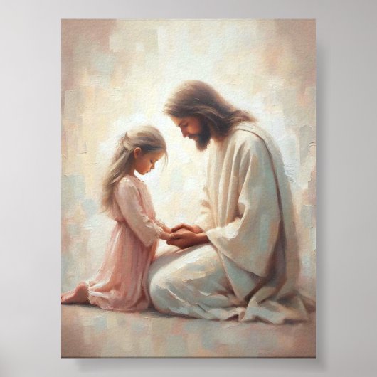 Gebete hören - Jesus mit Kinder Christus beten Poster (Vorne)