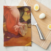 Gebete im Bett, Mädchen mit Welpe, Vintage Religio Geschirrtuch (Viertel Falte)