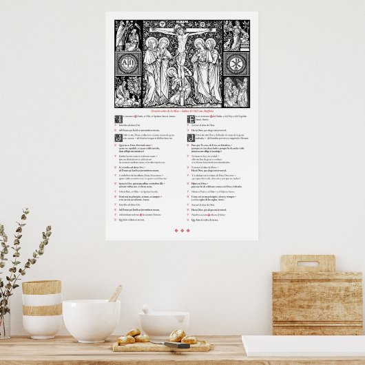 Gebete vor dem Massenplakat (lateinisch und spanis Poster (Küche)