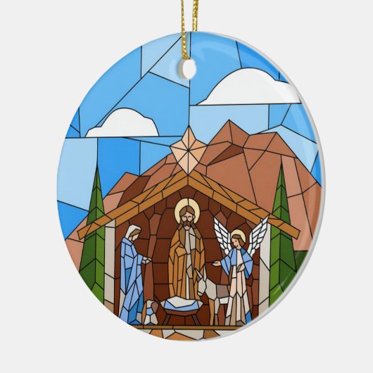 Gebetene Glaskunst, Geburt des Heiligen Jesus Keramik Ornament (Links)