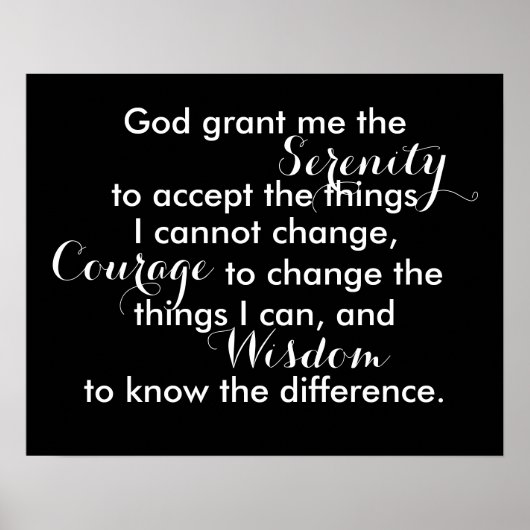 Gebetposter für die Stille: kühn schwarz-weiß Anfü Poster (Vorne)