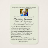 Gebets-Denkmal-Karte katholische Jungfrau-Marys (Rückseite)