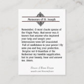 Gebets-heilige Karte St Joseph Memorare (Rückseite)